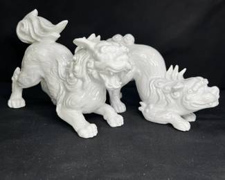  Pair of Fitz & Floyd White Porcelain Foo Dogs