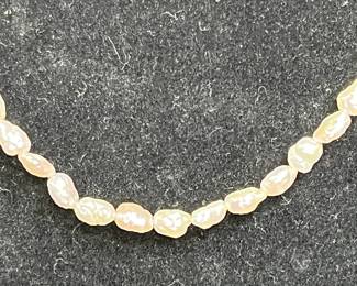 14KT Fresh Water Pearl Necklace & Ear Rings