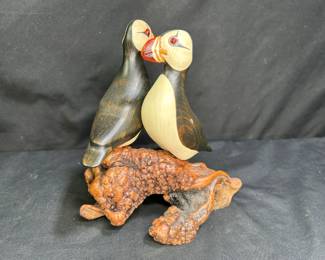Big Sky Carvers Puffin Pair Wooden Sculpture