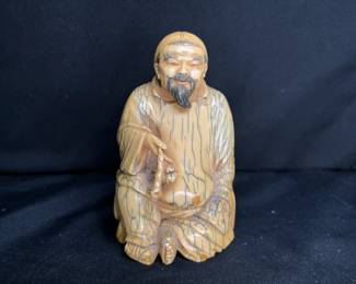 Chinese Hand Carved Seated Monk