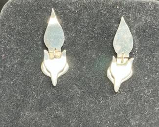 Sterling Silver Dangle Fox Ear Rings