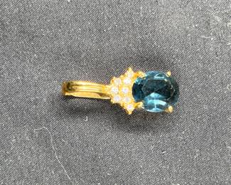 VTG Roman Blue Glass Stone Pendant & Earring Set
