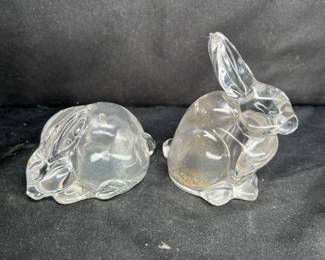 Vintage Glass Rabbit Salt & Pepper Shakers