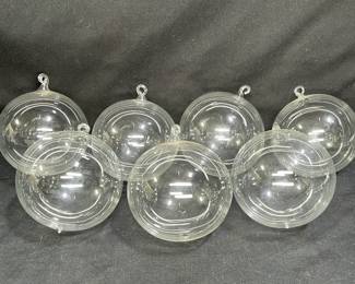 Seven 3.5" Hand Blown Glass Christmas Ornaments