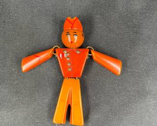 Bakelite Articulated Soldier Brooch