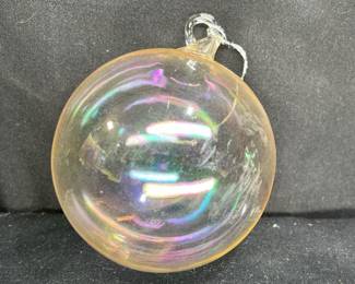 Six Iridescent Hand Blown Glass Ornaments