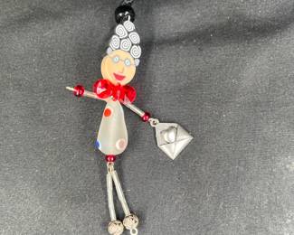 Articulated Rhinestone Old Lady Necklace