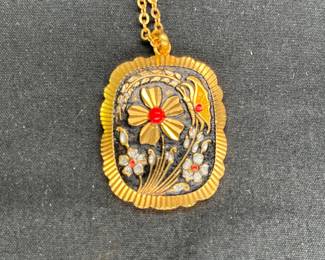 3 Rose Brooches, Floral Necklace, & 5 prs Earrings