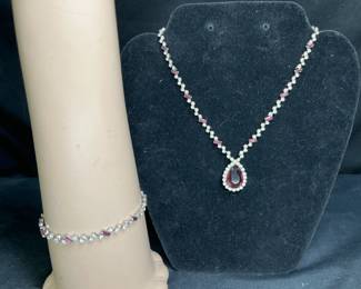 Vintage Amethyst Necklace & Tennis Bracelet Set
