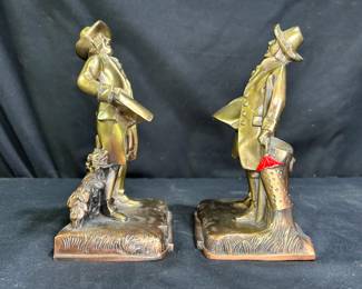 Pair VTG Colonial Town Crier Book Ends