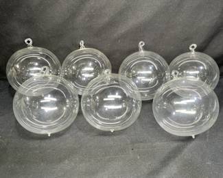 Seven 3.5" Hand Blown Glass Christmas Ornaments