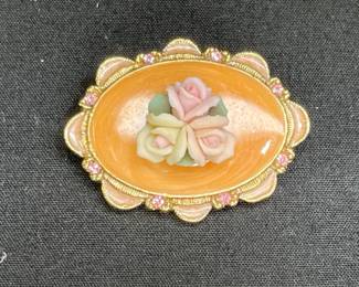 Vintage Applied Rose Gold tone Brooch