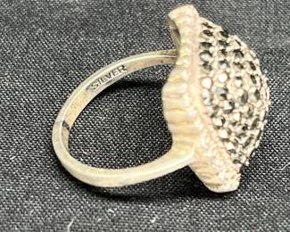 Art Deco Dangle Earrings & Faceted Hematite Ring