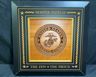 Wooden Semper Fidelis USMC Wall Plaque