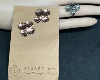 Stuart Nye Copper Earrings & Sterling Ring