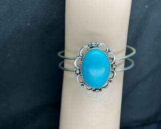Turquoise Necklace, Cuff Bracelet, & 2 Pr Earring