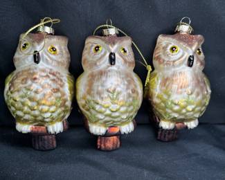 Vintage Glass Owl Ornaments