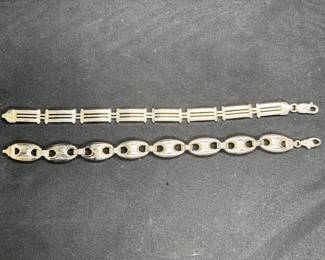 2 Sterling Large Link Bracelets
