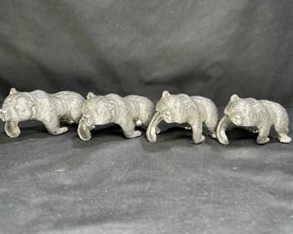 4 Vagabond House Pewter Sleeping Bear Napkin Rings
