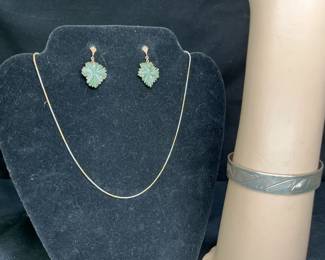 Sterling Silver Chain, Bracelet, & Earrings