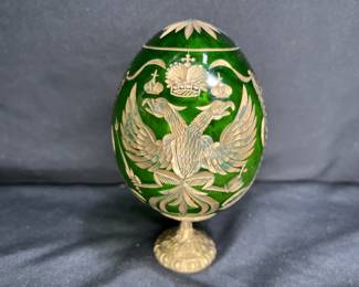 Emerald Fabergé Double Eagle Crystal Egg