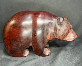 Heavy Hand Carved Wooden Bear