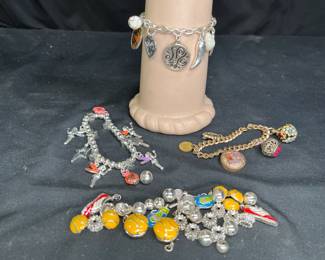3 Charm Bracelets & 10+ Charms and Beads