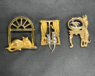 3 JJ Jonette & Liz Claiborne Brooches