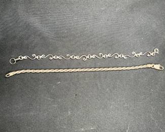 1 S-Link & 1 Rope Sterling Silver Bracelets