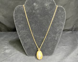 VTG Swarovski Enameled Egg Locket Necklace