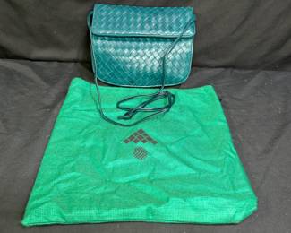 Bottega Veneta Intrecciato Teal Leather Purse