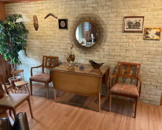 NICE MID CENTURY DINNING SET.MORE CHAIRS AND SEAT LIKE 12