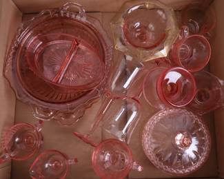 Lot 7625 Lot of Assorted Vintage Pink Depression Glass