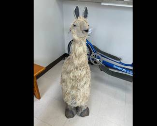 Lot 8148 2 Large 44h  Alpaca Llama Pottery Sculpture with Real Fleece