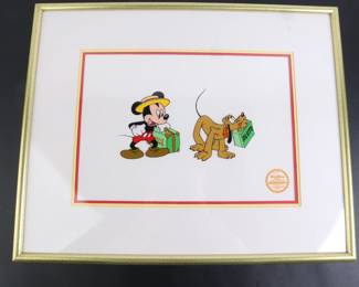Lot 9124 Disney Framed Mickey Mouse  Pluto Limited Edition Serigraph Cel