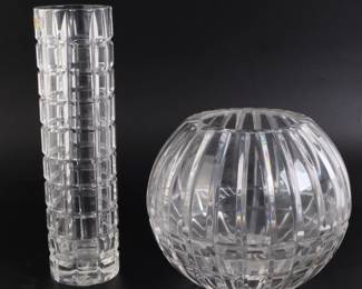 Lot 8116 Lot of 2 Crystal Lead Glass Vases