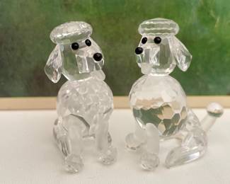 Lot 9613 Lot of 2 Swarovski Crystal Poodle Dog Figurines