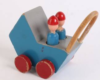 Lot 9808 Vintage Wooden Toy Carriage with Removable People