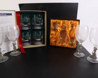 Lot 8119 Golf Glassware Lot  Byron Nelson Classic  Prestwick Burns Crystal Scotland  Couples Wine Set