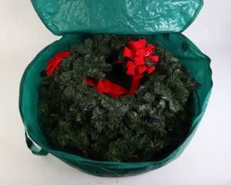 Lot 9834 Lot of 2 Faux Christmas Wreaths in Storage Bag