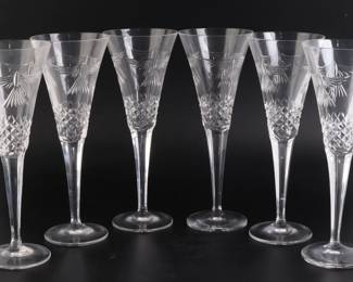 Lot 8123 Set of 6 Waterford Lead Crystal Millennium Collection Peace Toasting Glasses