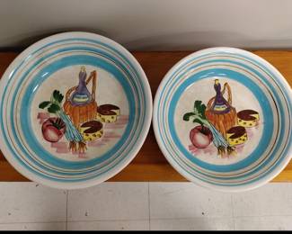 Lot 7619 Set of 2 Vtg Italian Pottery Pasta Bowls