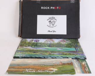 Lot 9836 US Open  Pinehurst Golf  Signed Linda Hartough Gold Slate Art