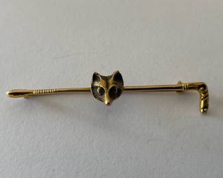 Lot 7418 14K Gold Ruby Eyed Fox Brooch Tie Stock Pin
