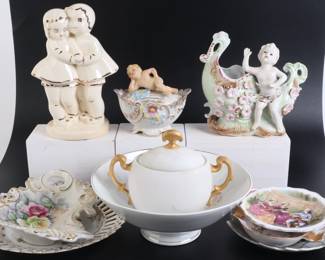 Lot 7604 Lot of 10 Vintage Porcelain Plates Vases Bowl