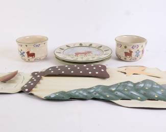 Lot 9819 Lot of Holiday Dishes and Snowman Yard Art