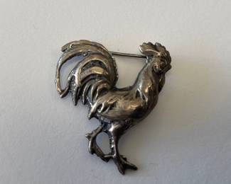 Lot 7405 Vintage Rooster Chicken Sterling Silver  Pin Brooch