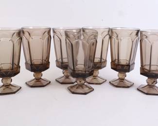 Lot 7607 Lot of 7 Fostoria Iced Tea Glass Goblets  Virginia Brown