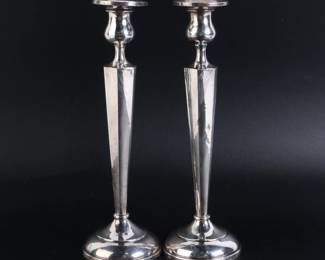 Lot 9820 Pair Sterling Candlesticks