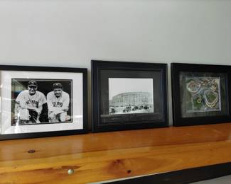 Lot 9142 Lot of 3 Lou Gehrig  Babe Ruth  NY Yankee Stadium Baseball Framed Art  Steiner Certified